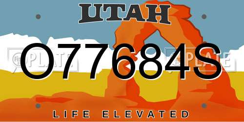 O77684S Utah License Plate