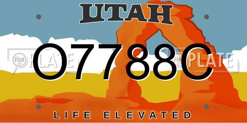 O7788C Utah License Plate