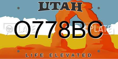 O778BC Utah License Plate