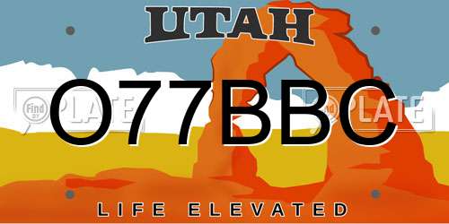 O77BBC Utah License Plate