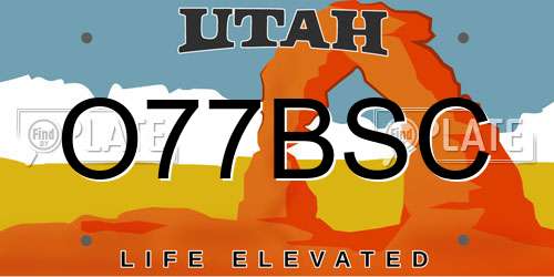O77BSC Utah License Plate