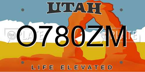 O780ZM Utah License Plate