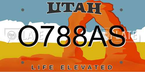 O788AS Utah License Plate