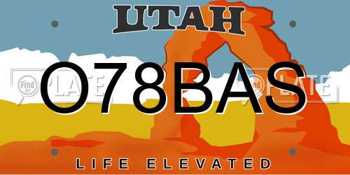O78BAS Utah License Plate