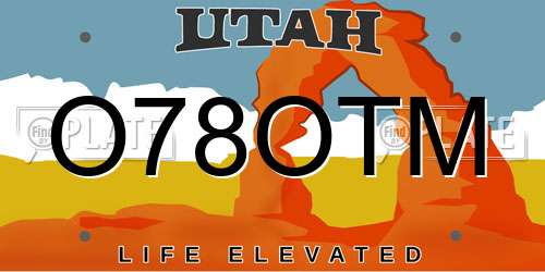 O78OTM Utah License Plate