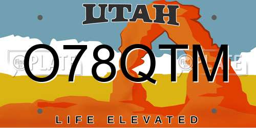 O78QTM Utah License Plate