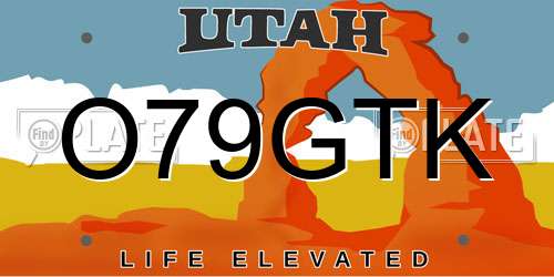 O79GTK Utah License Plate