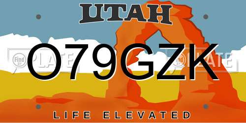 O79GZK Utah License Plate