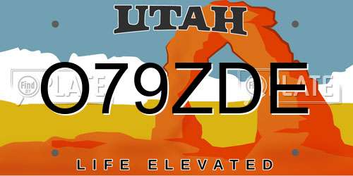 O79ZDE Utah License Plate