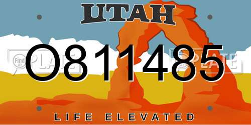 O811485 Utah License Plate