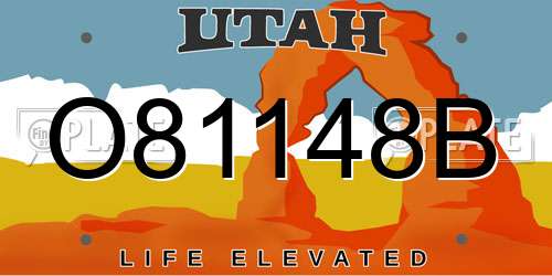 O81148B Utah License Plate