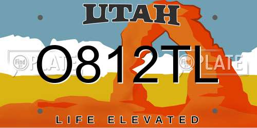 O812TL Utah License Plate