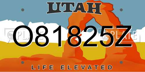 O81825Z Utah License Plate