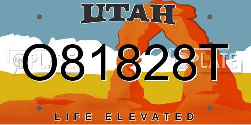 O81828T Utah License Plate