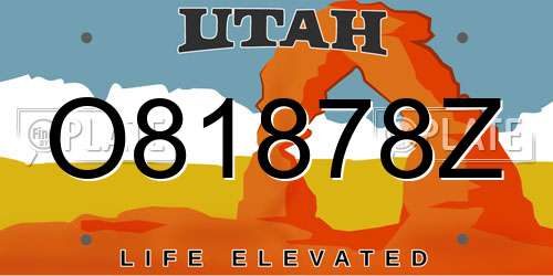 O81878Z Utah License Plate