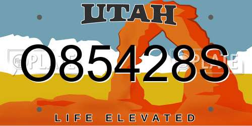 O85428S Utah License Plate