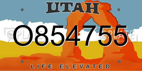 O854755 Utah License Plate