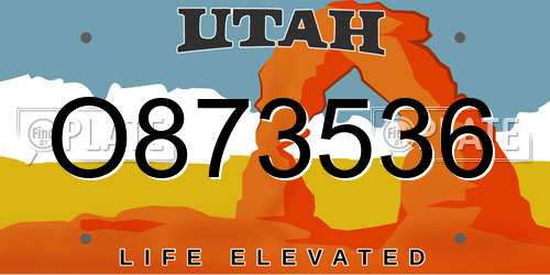 O873536 Utah License Plate