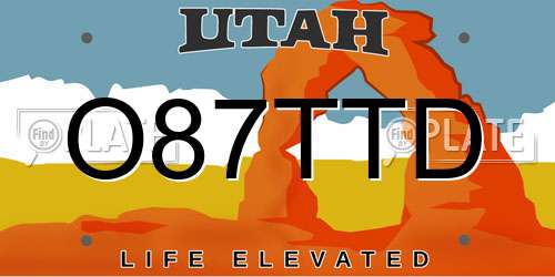 O87TTD Utah License Plate