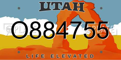 O884755 Utah License Plate