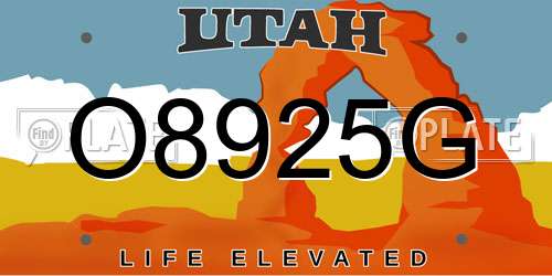 O8925G Utah License Plate