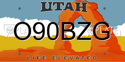 O90BZG Utah License Plate