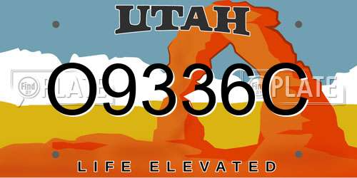 O9336C Utah License Plate