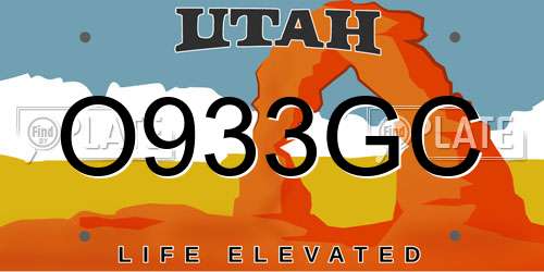 O933GC Utah License Plate