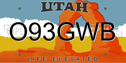 O93GWB Utah License Plate