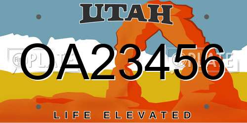 OA23456 Utah License Plate