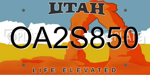 OA2S850 Utah License Plate