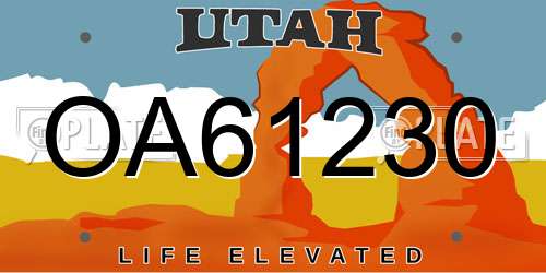 OA61230 Utah License Plate