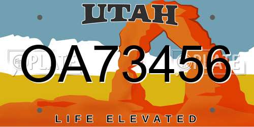 OA73456 Utah License Plate