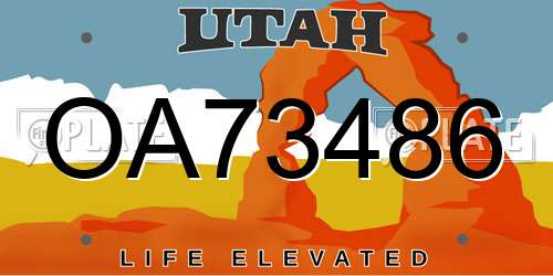 OA73486 Utah License Plate