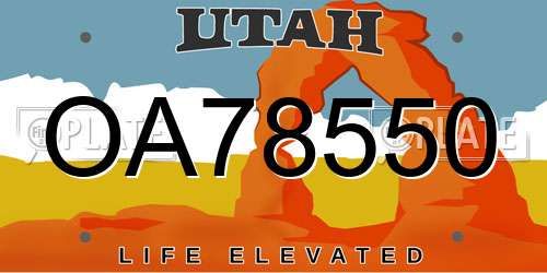 OA78550 Utah License Plate