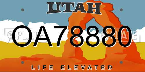 OA78880 Utah License Plate