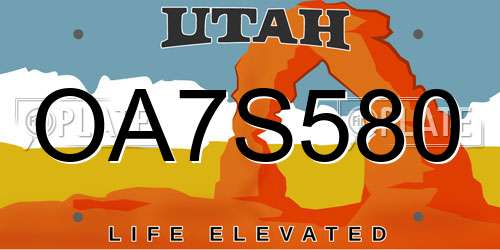 OA7S580 Utah License Plate