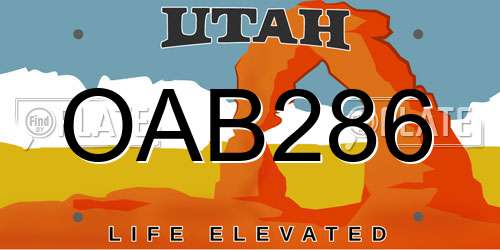 OAB286 Utah License Plate