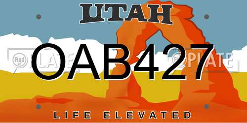 OAB427 Utah License Plate
