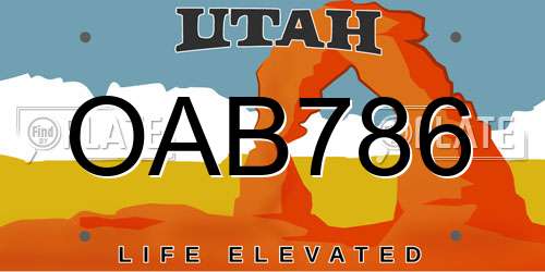 OAB786 Utah License Plate