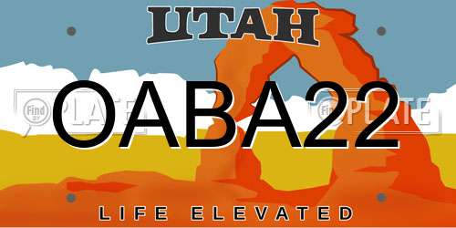 OABA22 Utah License Plate