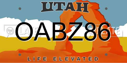 OABZ86 Utah License Plate