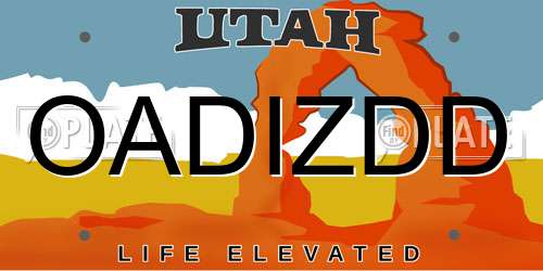 OADIZDD Utah License Plate