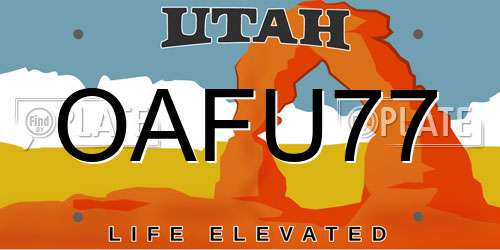 OAFU77 Utah License Plate