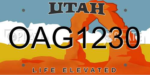 OAG1230 Utah License Plate