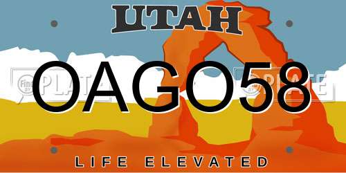 OAGO58 Utah License Plate