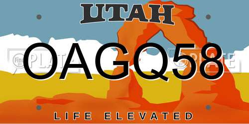 OAGQ58 Utah License Plate