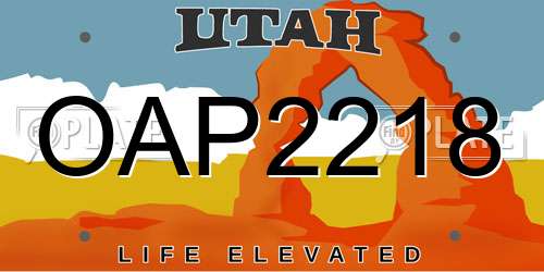 OAP2218 Utah License Plate