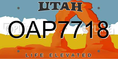 OAP7718 Utah License Plate