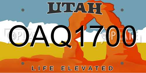 OAQ1700 Utah License Plate